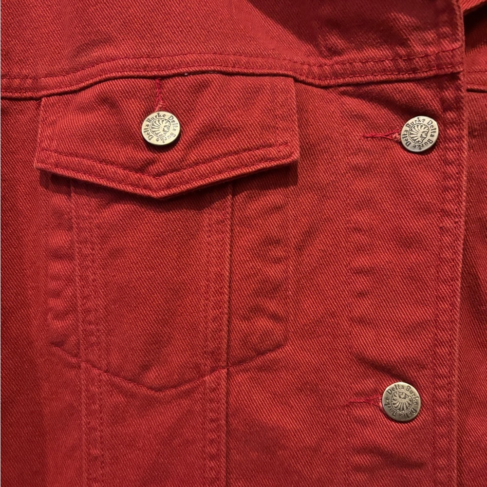 Women’s 2X Red Denim Jacket - Picture 4 of 7